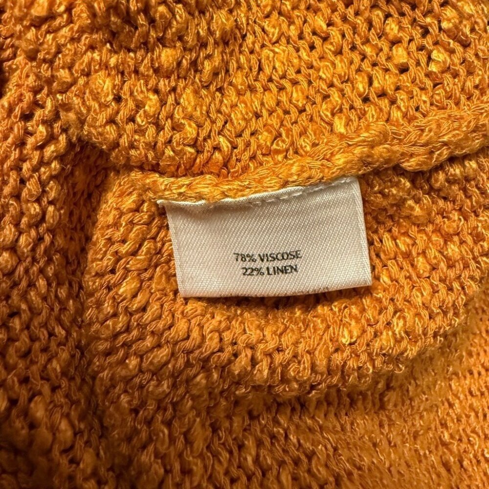 Eileen Fisher Womens XS Marled Orange Sweater 3/4 Sleeves & V-Neckline Linen Ble - Picture 5 of 7